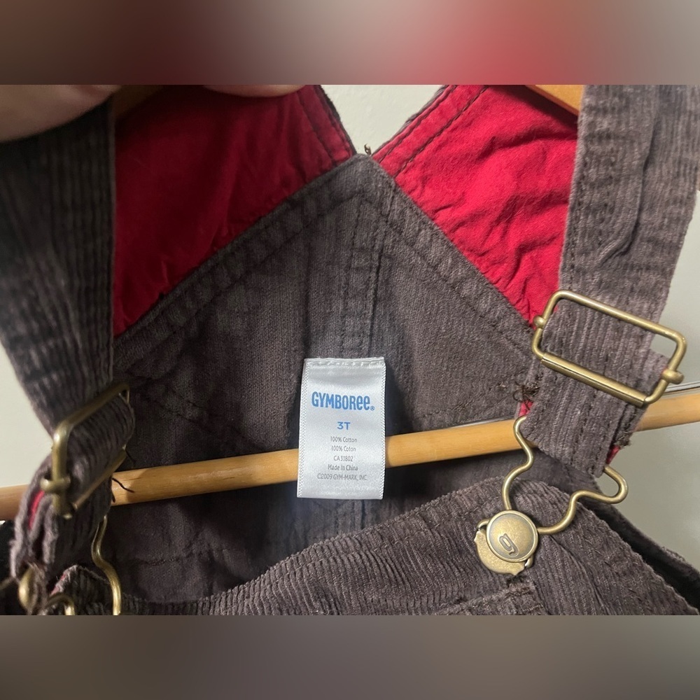 Y2K Vintage Dark Brown Corduroy Gymboree Overalls size 3T - Picture 8 of 9